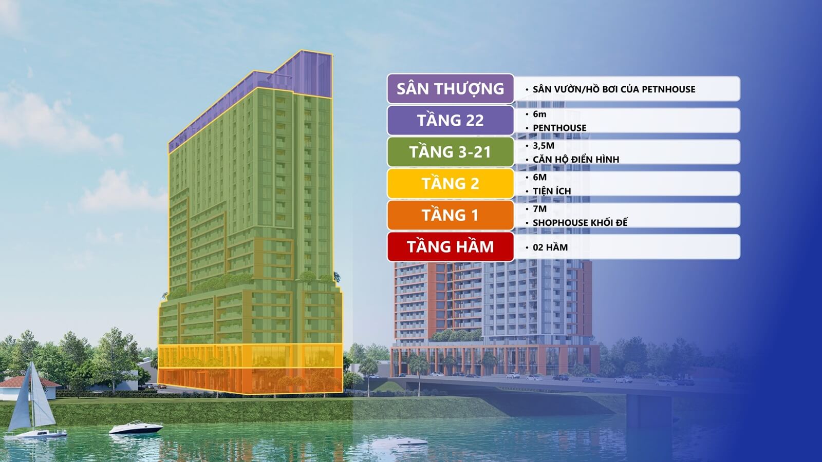 mặt cắt đứng dự án sun spana tower đà nẵng